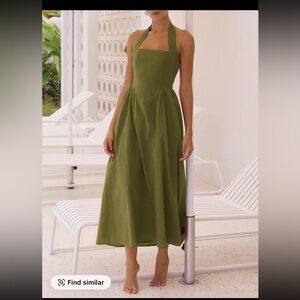Olive Green Maxi Dress with pockets